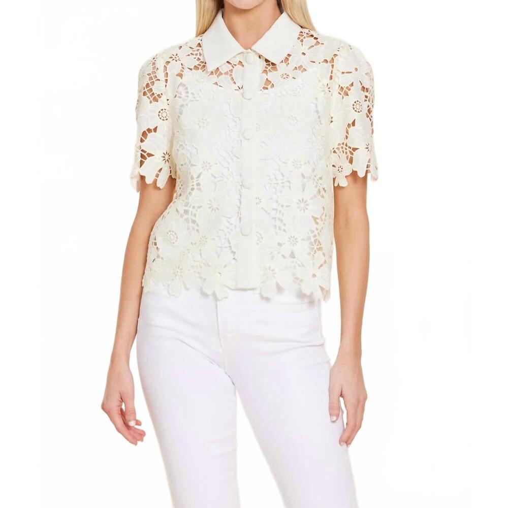 NEW DOLCE CABO lace top in butter